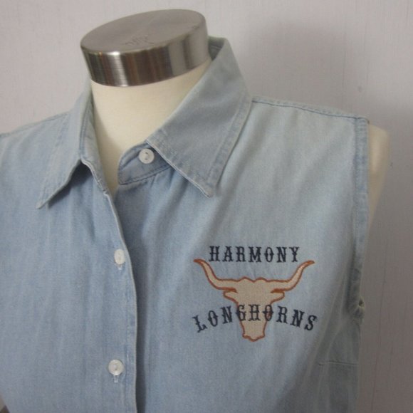 Ultra Club vintage Womens button up sleeveless tank denim embroidered Western - Picture 4 of 8